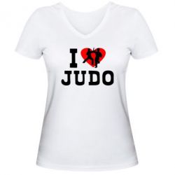 Женская футболка с V-образным вырезом I love Judo - PrintSalon