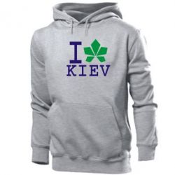 Мужское худи I love Kiev - с листиком - PrintSalon