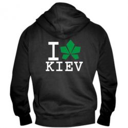 Мужское худи на молнии I love Kiev - с листиком - PrintSalon