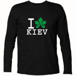 Футболка с длинным рукавом I love Kiev - с листиком - PrintSalon