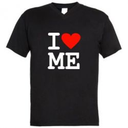 Мужская футболка  с V-образным вырезом I love ME - PrintSalon