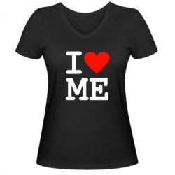 Женская футболка с V-образным вырезом I love ME - PrintSalon