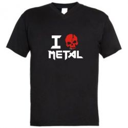 Мужская футболка  с V-образным вырезом I love metal - PrintSalon