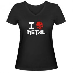 Женская футболка с V-образным вырезом I love metal - PrintSalon