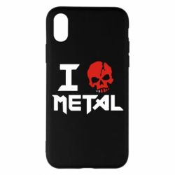 Чехол для iPhone X/Xs I love metal - PrintSalon