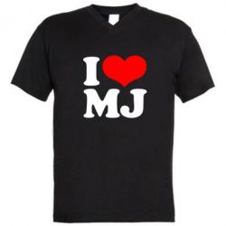 Мужская футболка  с V-образным вырезом I love MJ - PrintSalon