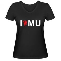 Женская футболка с V-образным вырезом I love MU - PrintSalon