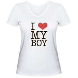 Женская футболка с V-образным вырезом I love my - PrintSalon