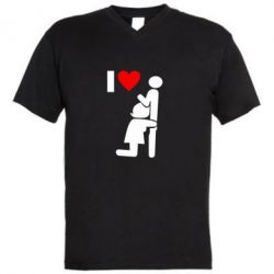 Мужская футболка  с V-образным вырезом I love oral - PrintSalon