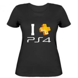 Женская футболка I love PS4 - PrintSalon