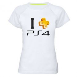 Женская футболка для спорта I love PS4 - PrintSalon