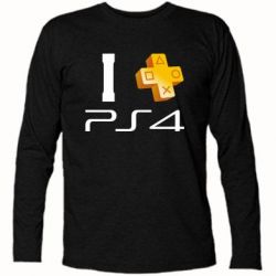 Футболка с длинным рукавом I love PS4 - PrintSalon
