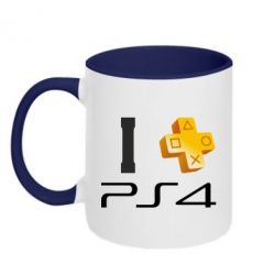 Чашка двухцветная 320ml I love PS4 - PrintSalon