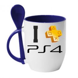 Чашка с ложкой I love PS4 - PrintSalon