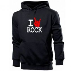 Мужское худи I love rock - PrintSalon