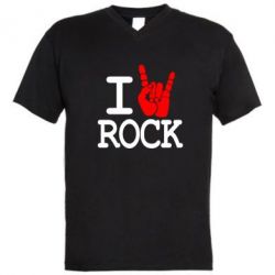 Мужская футболка  с V-образным вырезом I love rock - PrintSalon