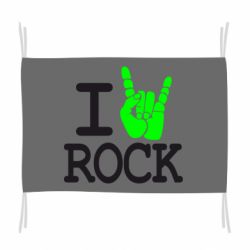Флаг I love rock - PrintSalon