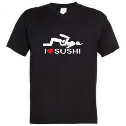 Мужская футболка  с V-образным вырезом I love sushi - PrintSalon