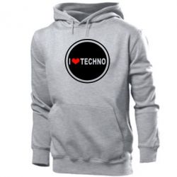 Чоловіче худі I love techno music - PrintSalon