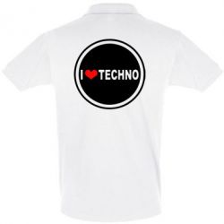Мужское поло I love techno music - PrintSalon