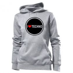 Худі жіноче I love techno music - PrintSalon