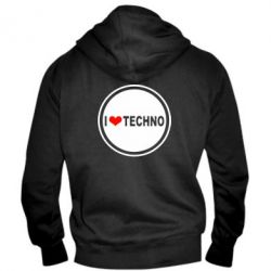 Чоловіче худі на блискавці I love techno music - PrintSalon