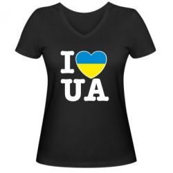 Женская футболка с V-образным вырезом I love UA - PrintSalon