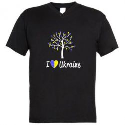 Мужская футболка  с V-образным вырезом I love Ukraine дерево - PrintSalon