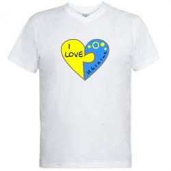 Мужская футболка  с V-образным вырезом I love Ukraine пазлы - PrintSalon
