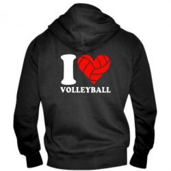 Мужское худи на молнии I love volleyball - PrintSalon