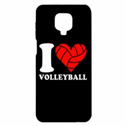 Чехол для Xiaomi Redmi Note 9S/9Pro/9Pro Max I love volleyball - PrintSalon