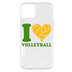 Чехол для iPhone 14 Plus I love volleyball