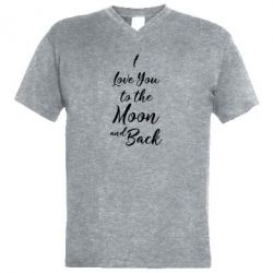 Мужская футболка  с V-образным вырезом I love you to the moon and back - PrintSalon
