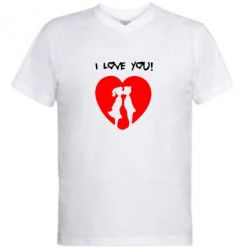 Мужская футболка  с V-образным вырезом I love you - PrintSalon