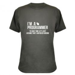 Камуфляжная футболка I'm a programmer to save time let's just assume i'm never wrong - PrintSalon