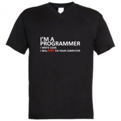 Мужская футболка  с V-образным вырезом I'm a programmer - PrintSalon