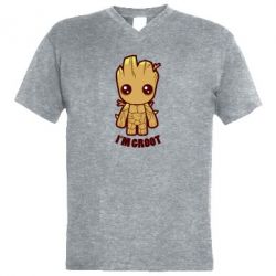 Мужская футболка  с V-образным вырезом I'm groot - PrintSalon