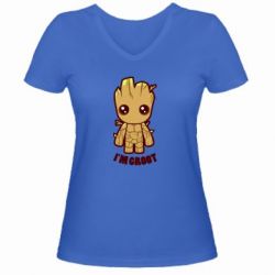 Женская футболка с V-образным вырезом I'm groot - PrintSalon