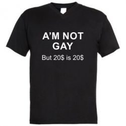 Мужская футболка  с V-образным вырезом I'm not gay, but 20$ is 20$ - PrintSalon