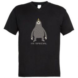 Мужская футболка  с V-образным вырезом I'm special Sloth - PrintSalon