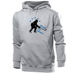 Мужское худи I play hockey - PrintSalon