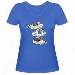 Женская футболка с V-образным вырезом I want to open every cat in the world - PrintSalon