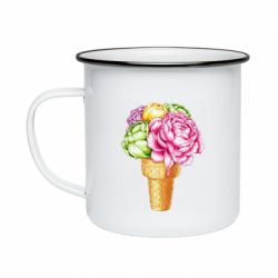 Кружка эмалированная Ice cream flowers - PrintSalon