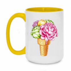 Чашка двухцветная 420ml Ice cream flowers - PrintSalon