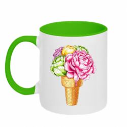 Чашка двухцветная 320ml Ice cream flowers - PrintSalon
