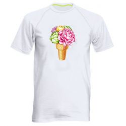Мужская футболка для спорта Ice cream flowers - PrintSalon