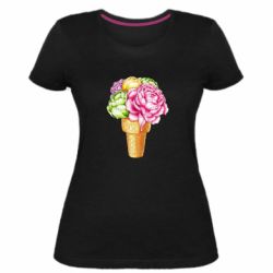 Женская премиум футболка Ice cream flowers - PrintSalon