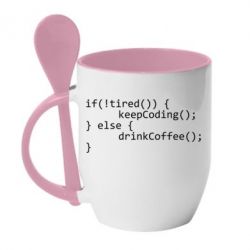 Чашка з ложкою If tired - drink coffee - PrintSalon