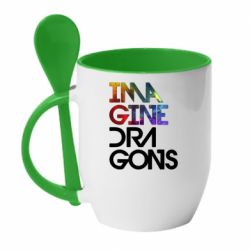 Чашка с ложкой Imagine Dragons and space - PrintSalon