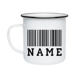 Кружка эмалированная Имя под штрих кодом - PrintSalon